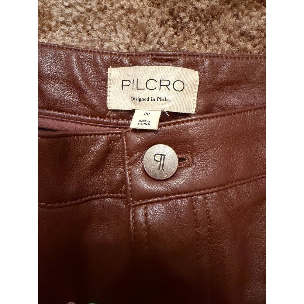 Anthropologie Pilcro The Rylan Faux Leather Flare Wide Leg Pants Cocoa Brown - Picture 7 of 8